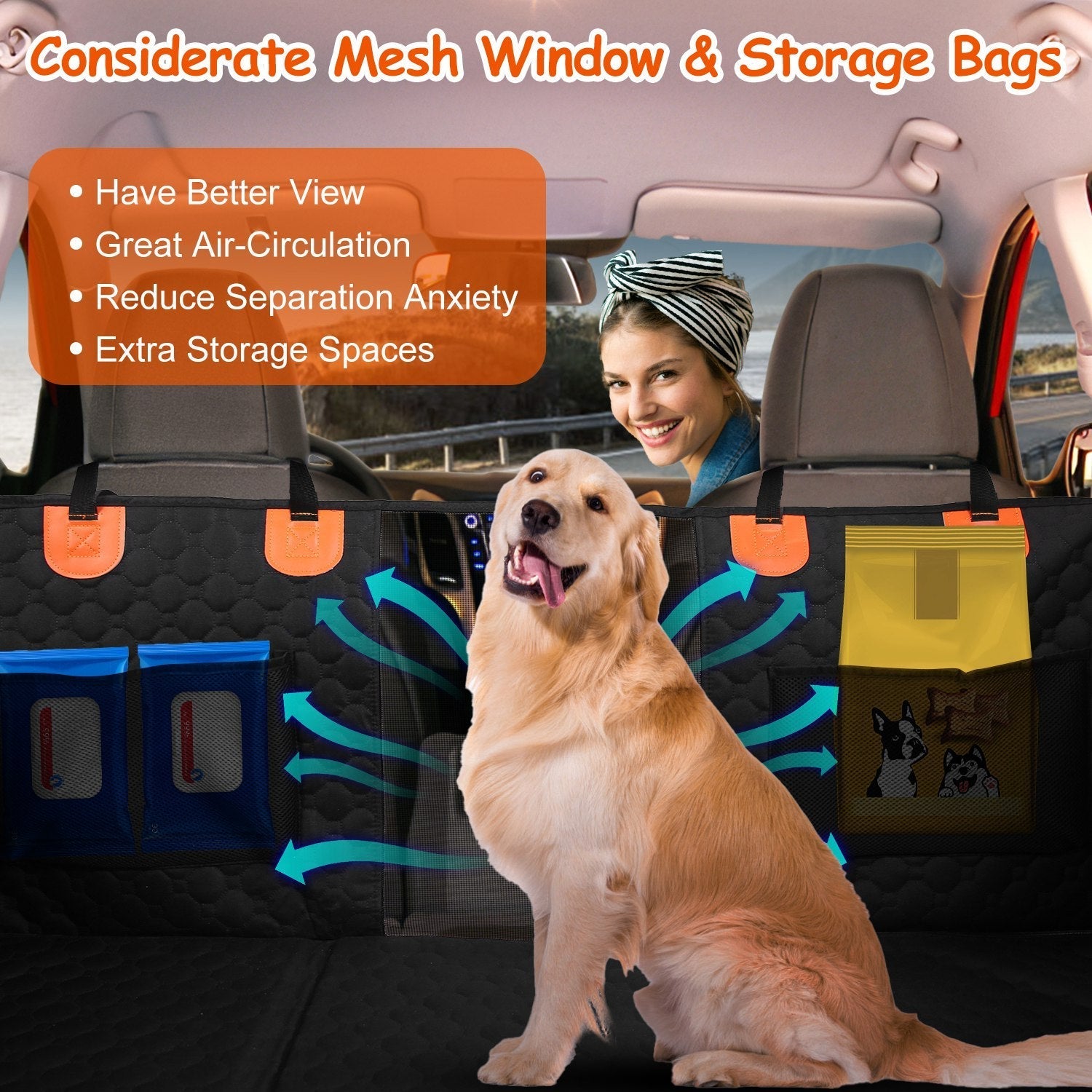 Dog Car Seat Cover Waterproof 600D Oxford Mesh Window Hammock - Detail Angle 6 | Majestic Pet Kingdom