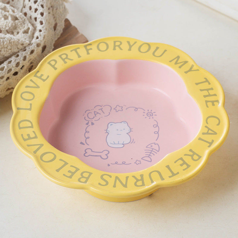 Neck Anti-tumble Acrylic Lace Ceramic Cat Bowl - Majestic Pet Kingdom