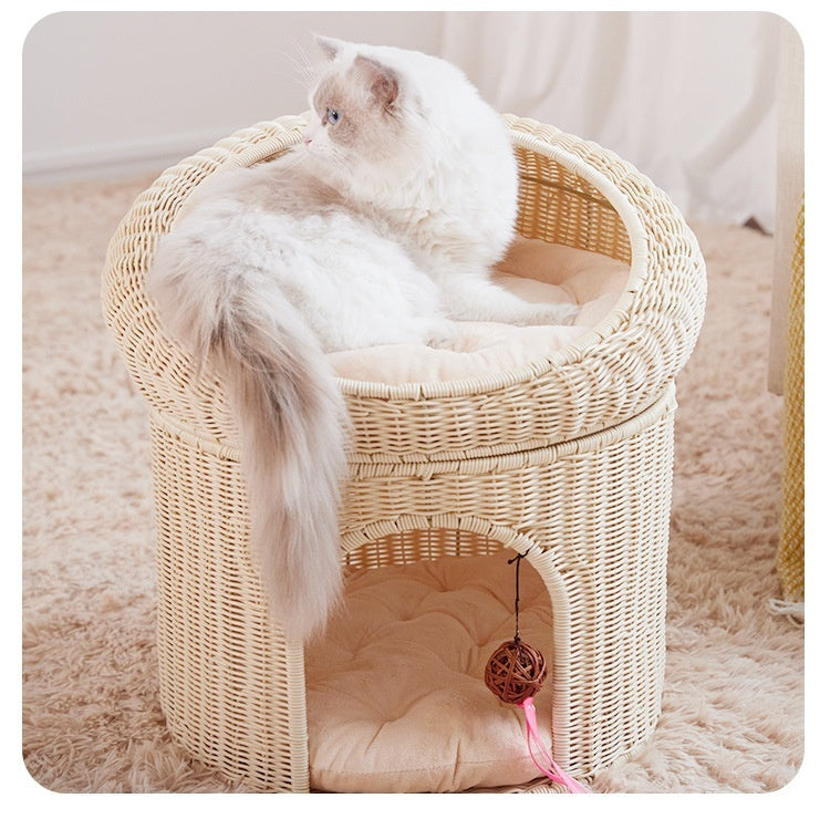 Warm Knitted Pet Bed Double-Layer Large Space Cat Bed