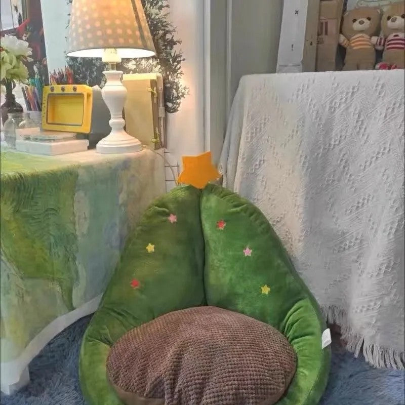 Dog Bed Christmas Tree Shape Floor Cushion Soft Lazy Pouf Mat - Detail Angle 3 | Majestic Pet Kingdom