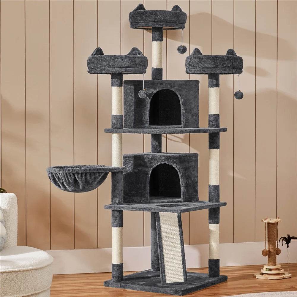 Renwick 69in Large Cat Tree Tower with Condos &amp; Scratching Board - Dark Gray - Majestic Pet Kingdom