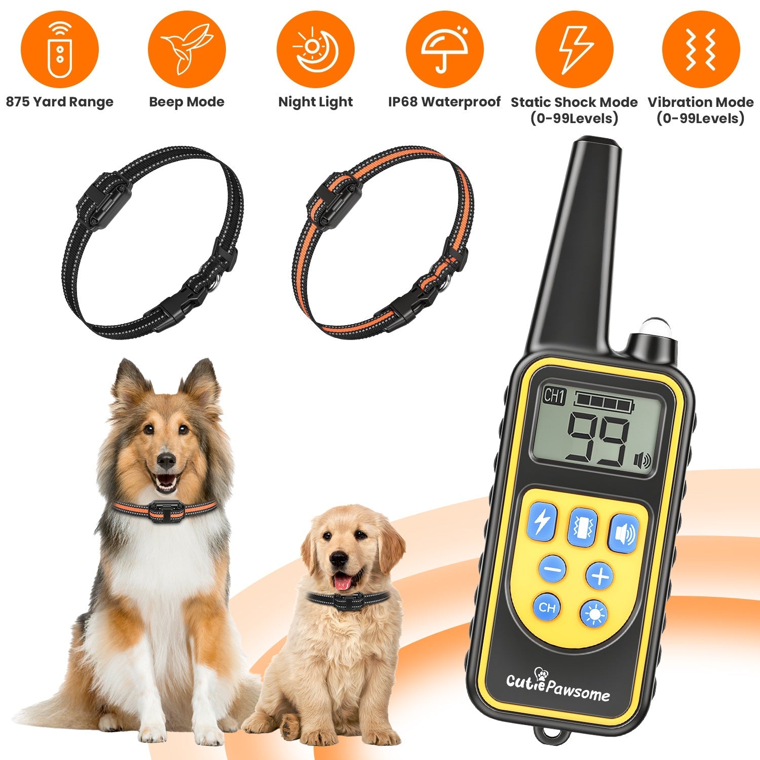 Rechargeable Dog Training Collar with Remote – 875 Yard Range - Majestic Pet Kingdom