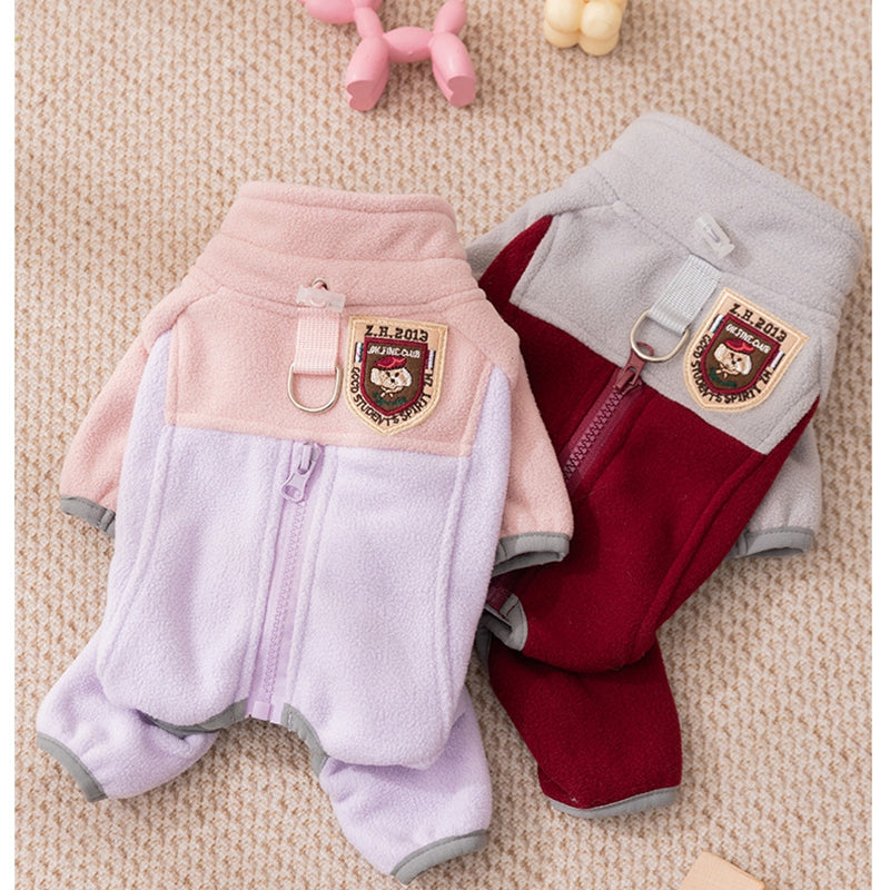 Winter Warm Fleece, Light Outdoor Color-blocking Polar Fleece, Small Dog Warm Four-legged Fleece, Pet Clothing