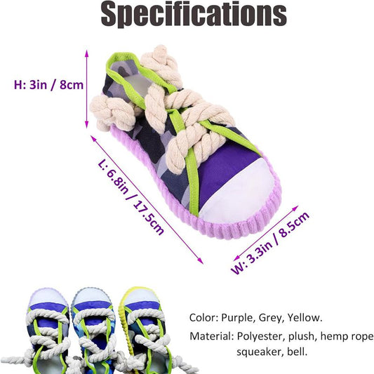 Dog Toys Shoes Pet Cotton Rope Slippers Sound Making Toys Teeth Cleaning Built-in BB Airbag Round Ball Bell Various | Purrfect Pet Kingdom