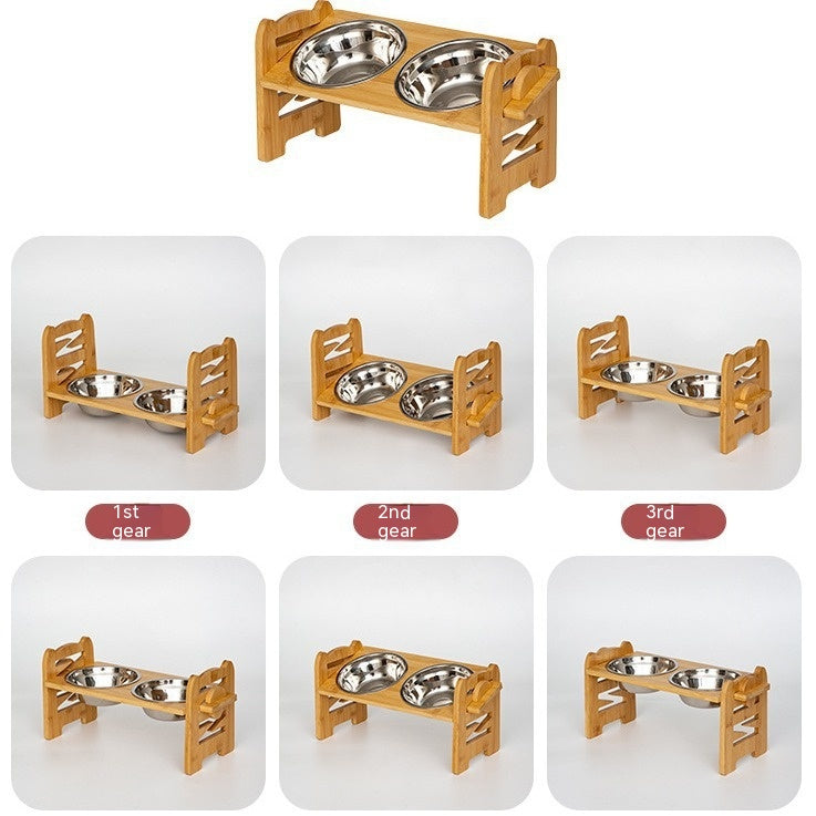 Dog Bowls Elevated Stainless Steel Double Dishes Rolling Stand - Detail Angle 3 | Majestic Pet Kingdom