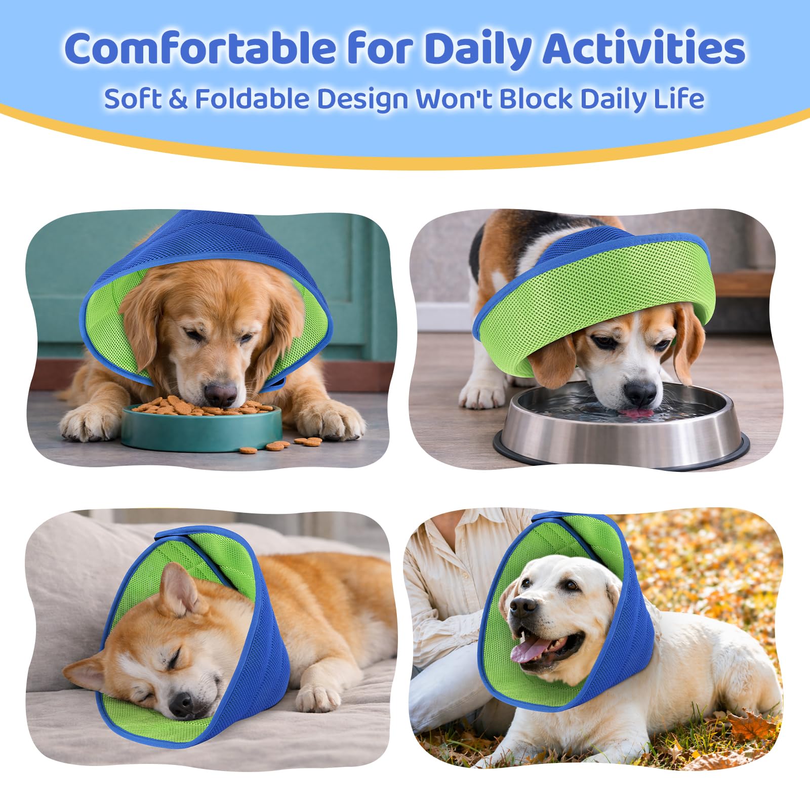 Soft Dog Cone Collar To Stop Licking After Surgery, Comfy Dog Cone Alternative For Large Medium Small Dogs Cats, Adjustable Washable E-Collar For Spay Neuter Recovery And Neck Protection