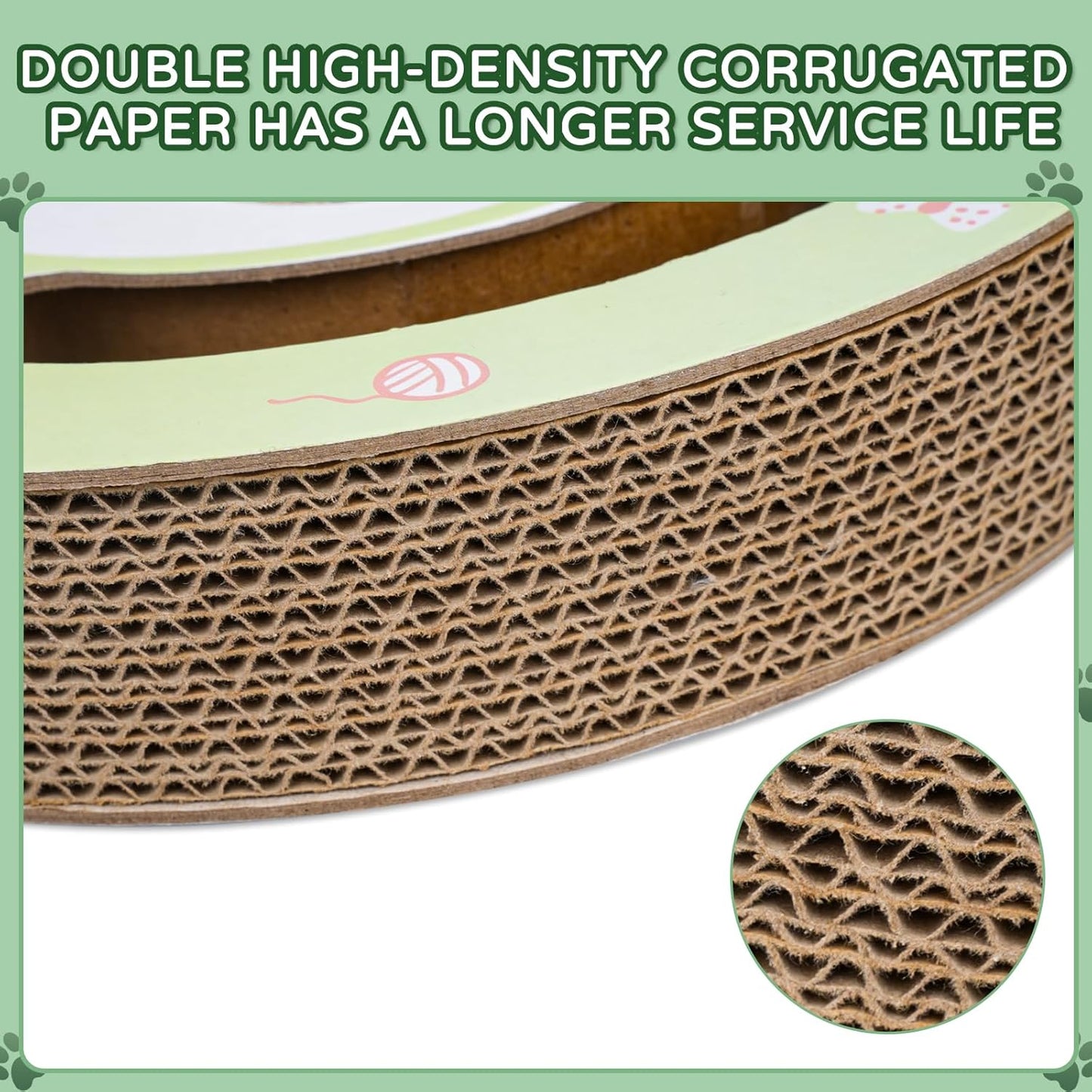Cat Scratcher Round Cardboard Bowl with Interactive Track Ball - Detail Angle 7 | Majestic Pet Kingdom