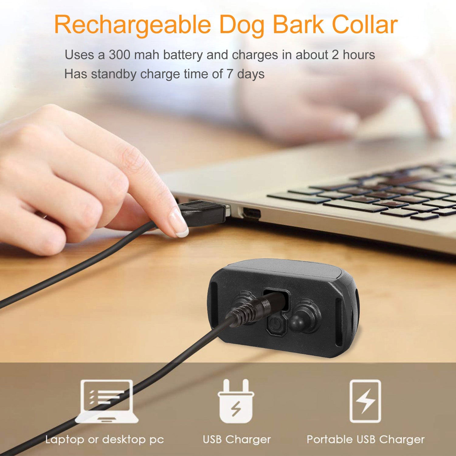 Dog Bark Collar IP67 Waterproof Rechargeable Dog Training Receiver Shock Collar Receiver with Beep Vibration Shock 9 Levels 1640ft Remote Range - Majestic Pet Kingdom
