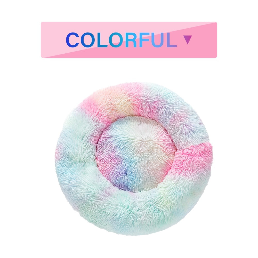Fluffy Donut Dog Bed Warm Soft Long Plush Pet Cushion Dog House Cat Bed Washable Pet Sofa Mat Calming Samll Large Dog Beds - Majestic Pet Kingdom