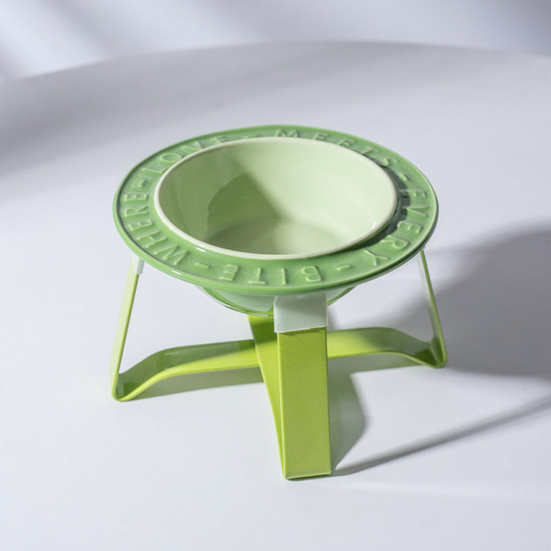 UFO Ceramic Cat Bowl Dog Bowl Rack Neck Protection Anti-tumble