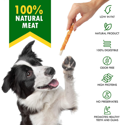 Dog Chews Chicken Wrapped Rawhide Sticks Grain-Free Treats 10pk