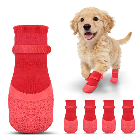 Anti Slip Dog Socks For Hardwood Floors To Prevent Licking Paws, Dog Shoes For Hot Pavement Double Sides Dog Boots & Paw Protectors Booties -4Pcs - Majestic Pet Kingdom