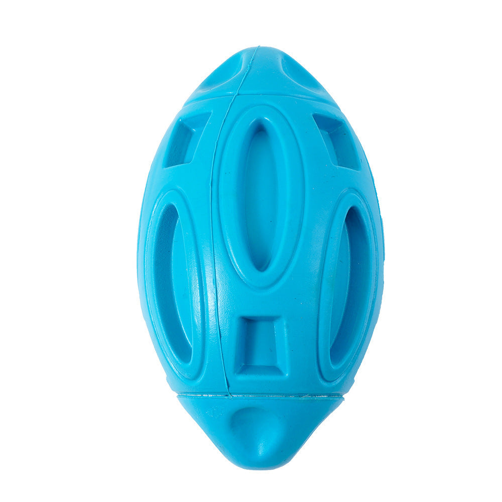Durable Squeaky Rubber Rugby Dog Toy Ball