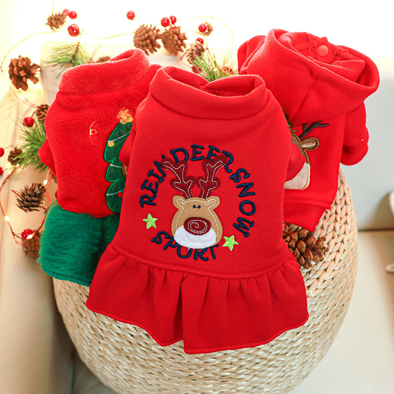 Pet Dog And Cat Clothing Festive Red Outfits - Premium Pet Accessory
