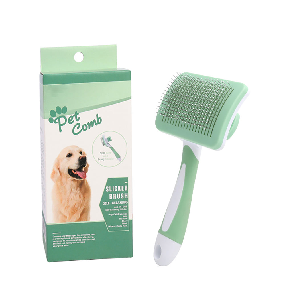One-Click Self-Cleaning Slicker Grooming Brush