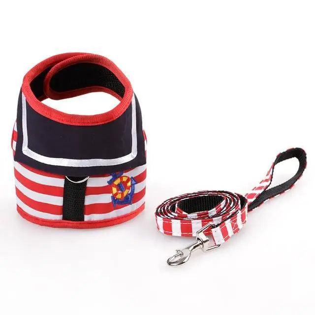Dog Harness and Leash Set Navy Suit Tuxedo Adjustable Vest