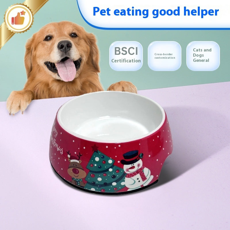 Christmas Dog Pet Bowl Stainless Steel Double Layer Cat Bowl - Majestic Pet Kingdom
