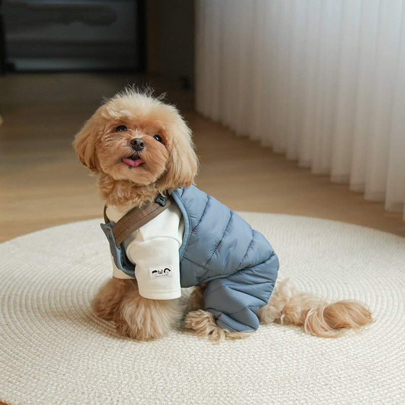 Pet Puppy Jumpsuit With Straps Cotton Padded Coat - Majestic Pet Kingdom