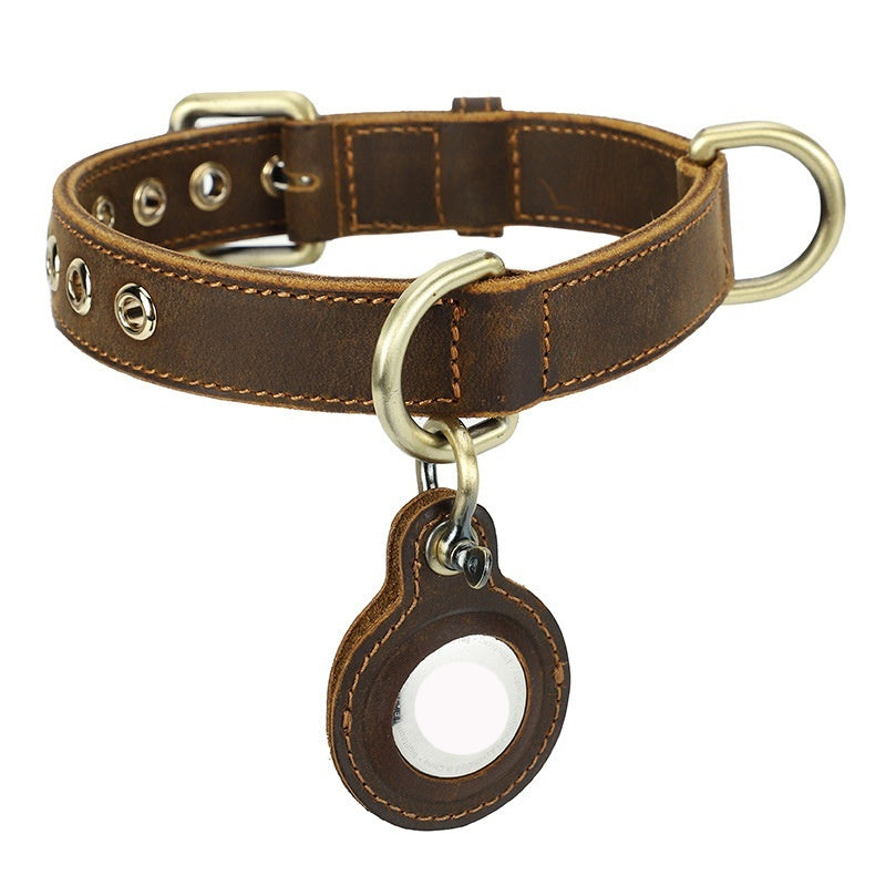 Dog Collar Handmade Double-Sided Cowhide Leather Tracking Band - Detail Angle 5 | Majestic Pet Kingdom