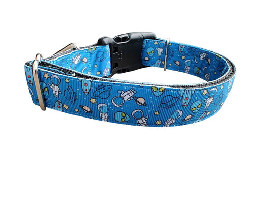 Dog Collar Aliens in Space UFO Outer Space Sci-Fi Pattern Nylon