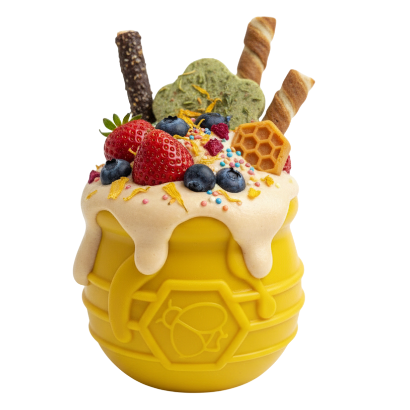Dog Treat Dispenser Honey Bear Durable Rubber Interactive