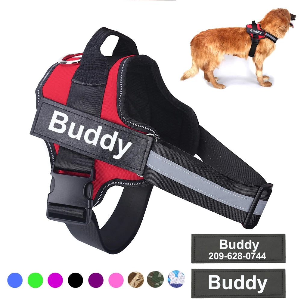 Dog Harness Personalized Reflective No-Pull Vest with Patch
