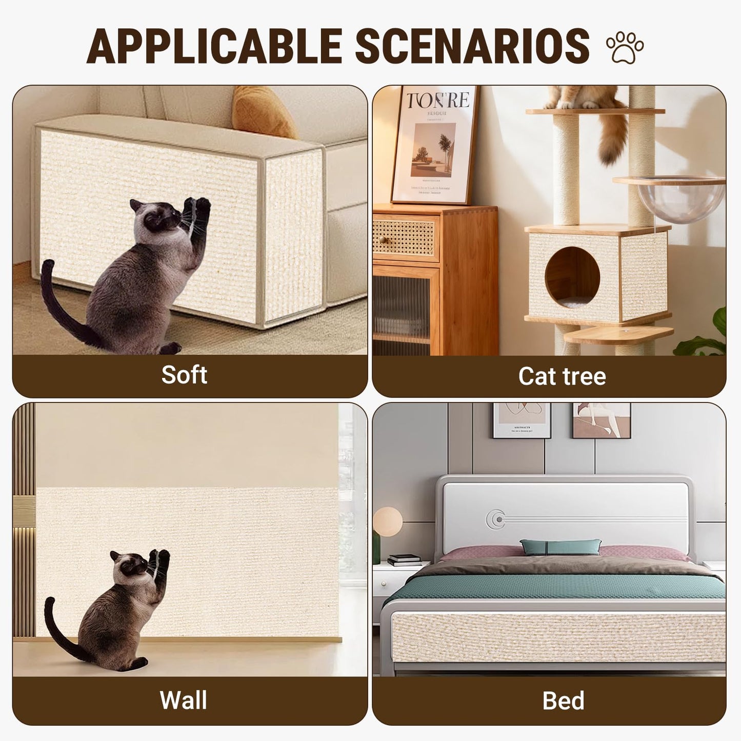 Cat Scratcher Mat DIY Sisal Sofa Couch Wall Furniture Protector - Detail Angle 4 | Majestic Pet Kingdom