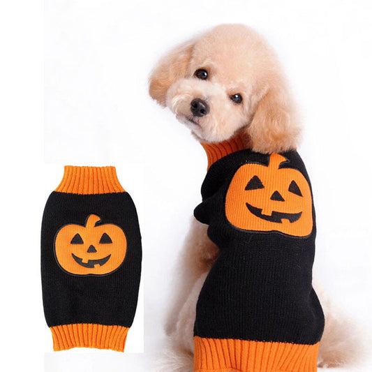 Pet Halloween Dog Knitted Pumpkin Sweater - Majestic Pet Kingdom