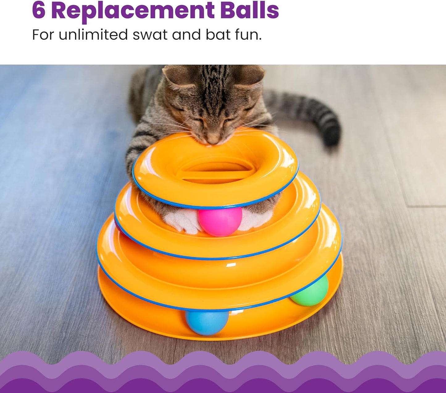 Cat Toy Tower of Tracks 3-Tier Turntable with Spinning Balls - Detail Angle 6 | Majestic Pet Kingdom