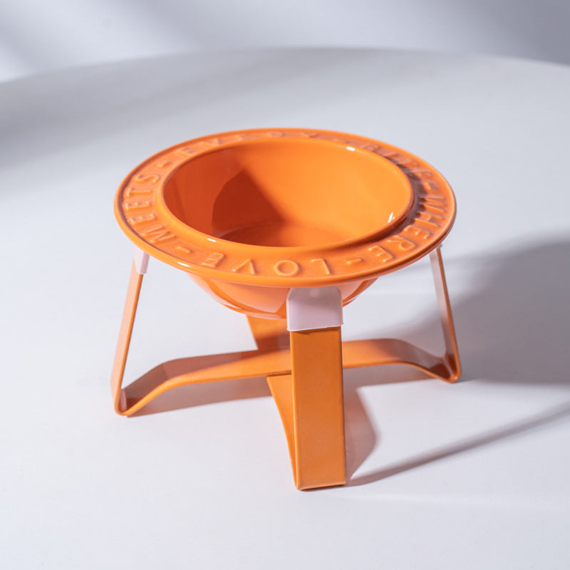 UFO Ceramic Cat Bowl Dog Bowl Rack Neck Protection Anti-tumble