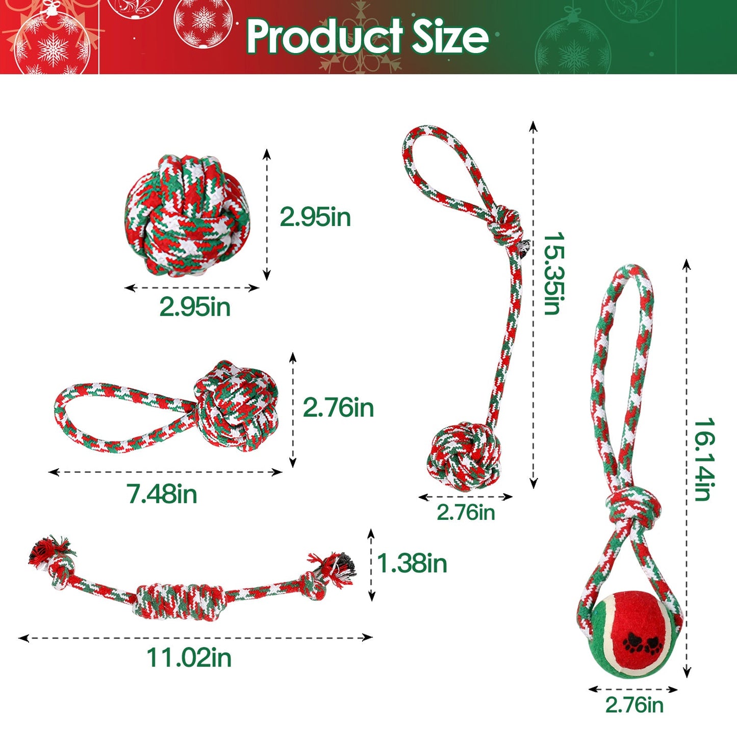5Pcs Christmas Dog Rope Chew Toys Dog Interactive Toys Set for Puppy Small Medium Aggressive Chewers Dogs Training Teething Playing | Purrfect Pet Kingdom