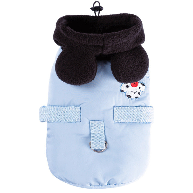 Autumn And Winter Cat Hairless Warm Cartoon Embroidered Hooded Cotton Coat, Small And Medium-sized Dog Teddy Pet Dog Clothes - Majestic Pet Kingdom