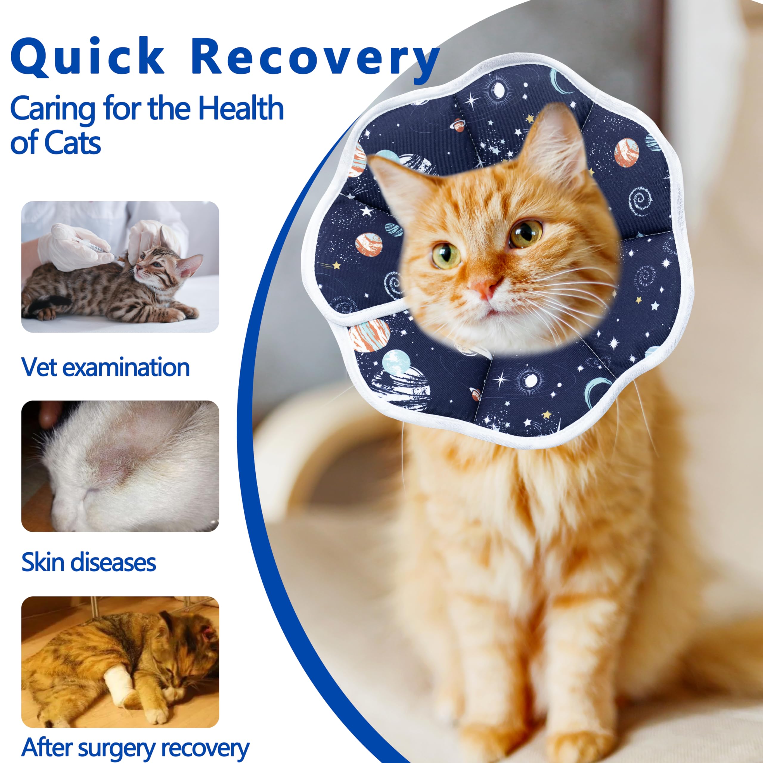 Soft Cat Cone, Adjustable Recovery Collar After Surgery To Prevent Licking Wound, Protective Cat Neck Cone, Comfortable Pet Elizabethan Collar For Cats Kittens And Puppies