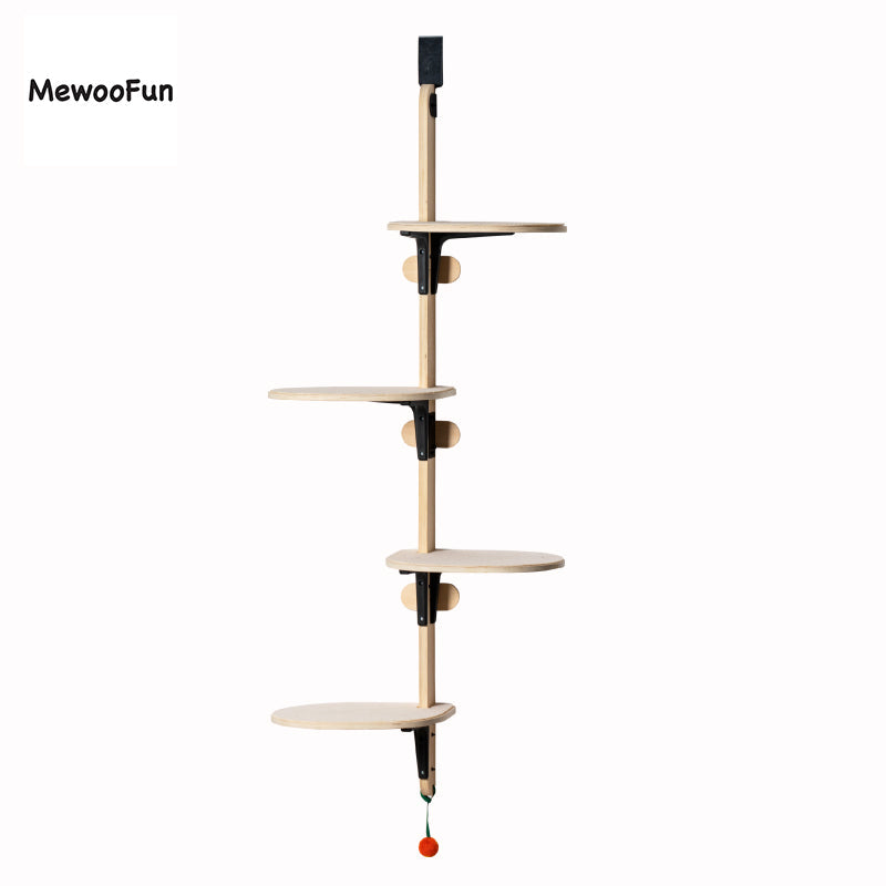 Door-Hanging Pine Wood Cat Climbing Frame Bed & Scraper