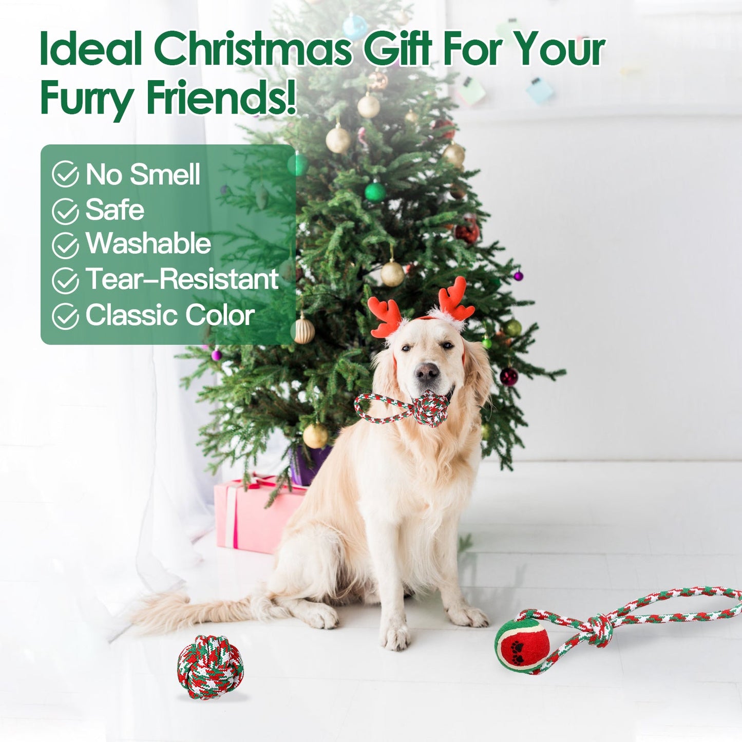 5Pcs Christmas Dog Rope Chew Toys Dog Interactive Toys Set for Puppy Small Medium Aggressive Chewers Dogs Training Teething Playing | Purrfect Pet Kingdom