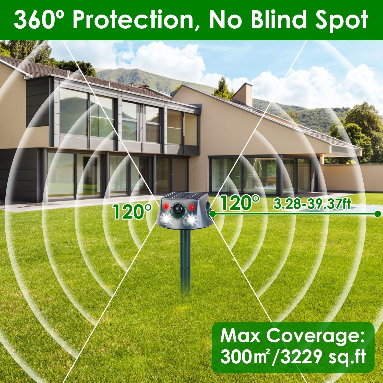Ultrasonic Solar Animal Repeller Outdoor Mole Snake Squirrel Repellent Waterproof Bird Deer Dog Cat Deterrent with 3 Modes Motion Sensor Vibration Sta - Majestic Pet Kingdom