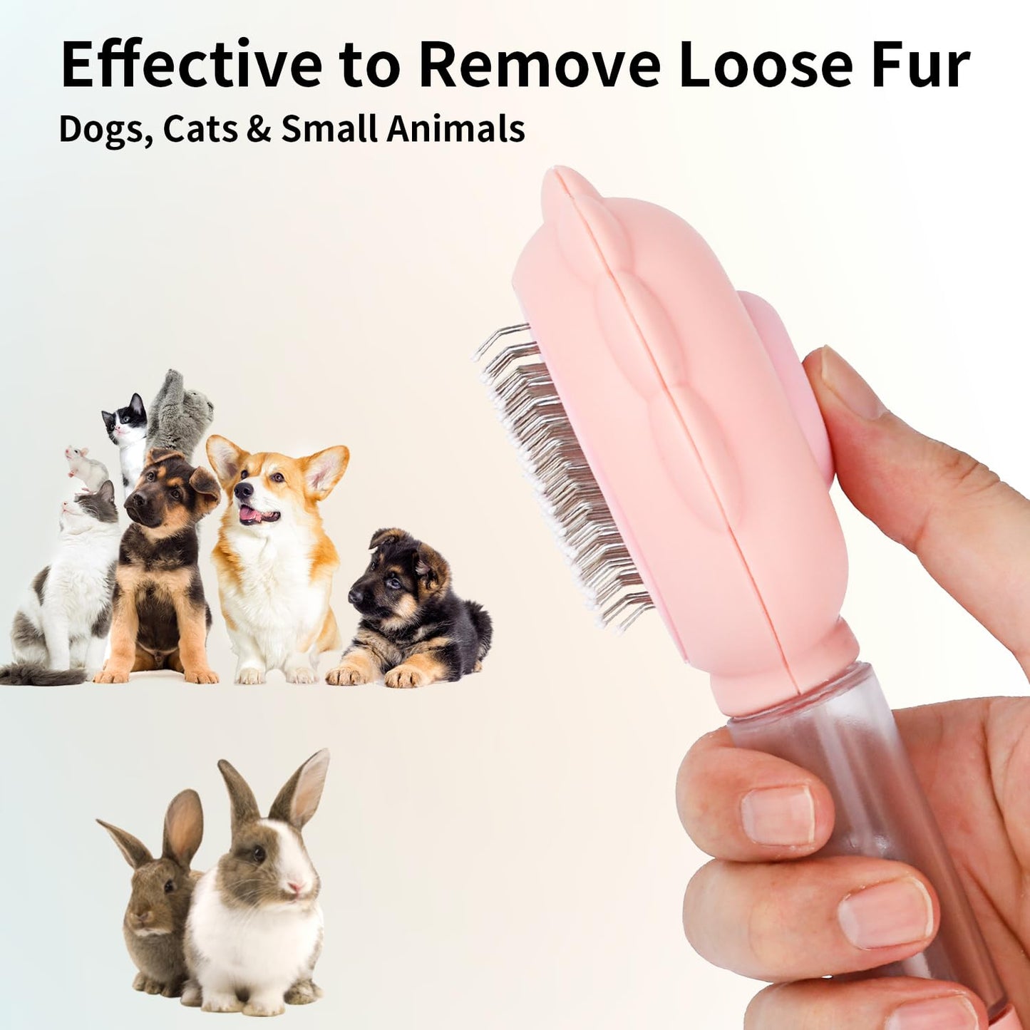 Cat Grooming Brush Steamy Spray Self-Cleaning Slicker Comb - Detail Angle 6 | Majestic Pet Kingdom