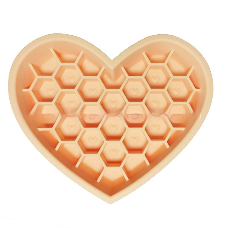 Honeycomb Heart-shaped Edible Silicon Easy To Clean And Durable Dog Bowl - Majestic Pet Kingdom