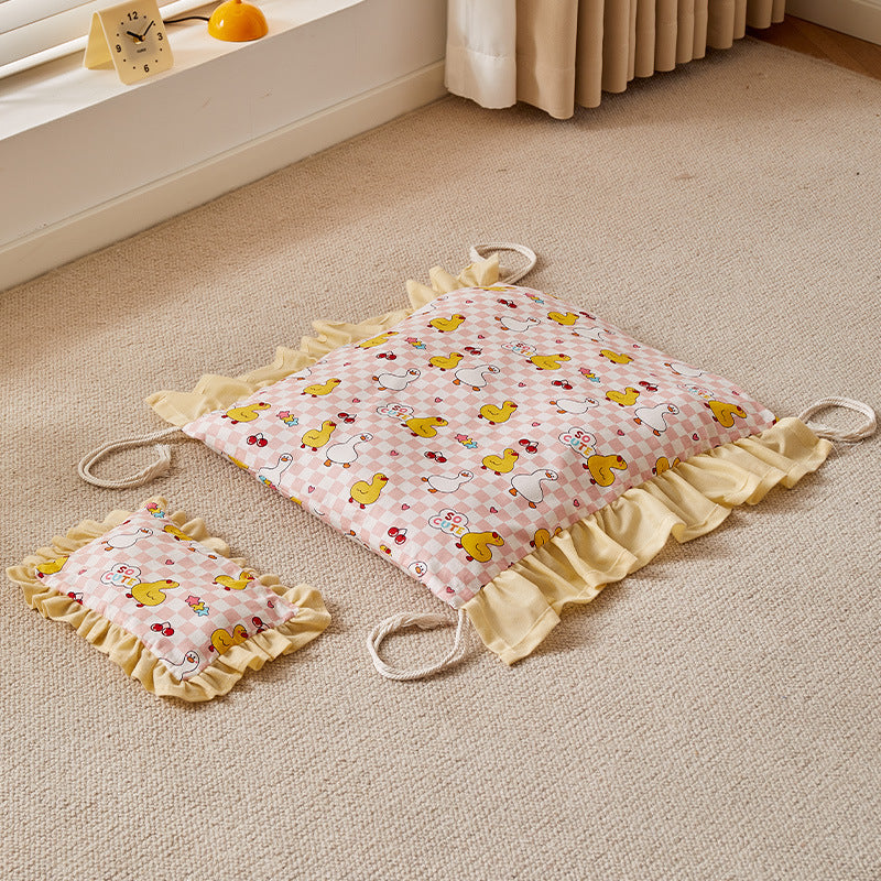 All-Season Wooden Dog Bed & Summer Cushion