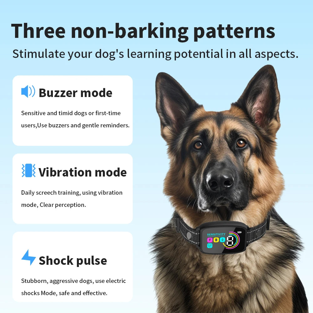 Smart Automatic Anti Barking Dog Collar Rechargeable Bark Stopper Stop Barking HD Digital Display IP67 Waterproof Collar For Dogs Pet Products - Majestic Pet Kingdom