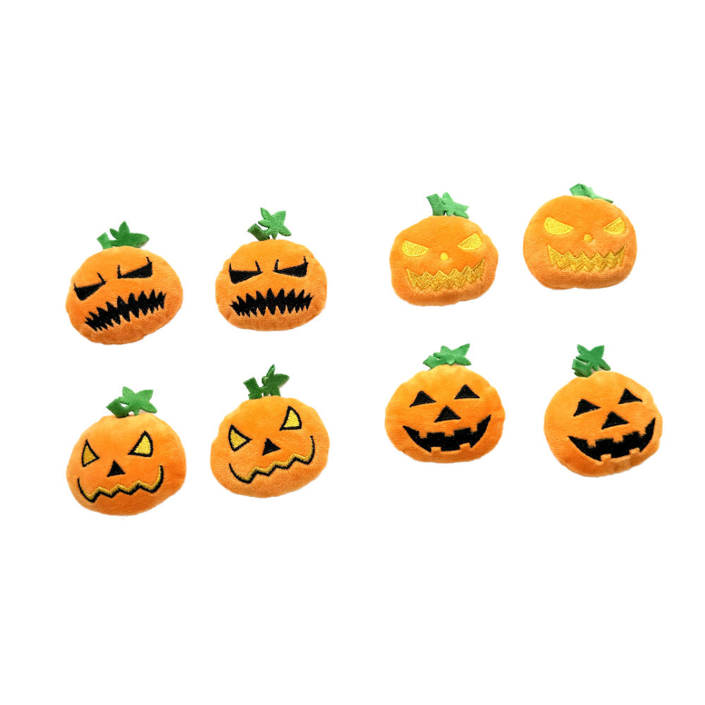 Pumpkin Ghost Face Shape Halloween Cat Toy Bite-resistant Molar Relieving Stuffy Pet