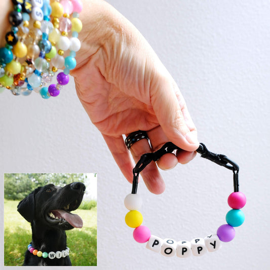 Dog Necklace Custom Beaded Name Letter Pearl Jewelry Set