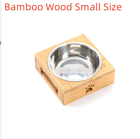 Solid Wood Pet Dining-table Dog Water Bowl Stainless Steel