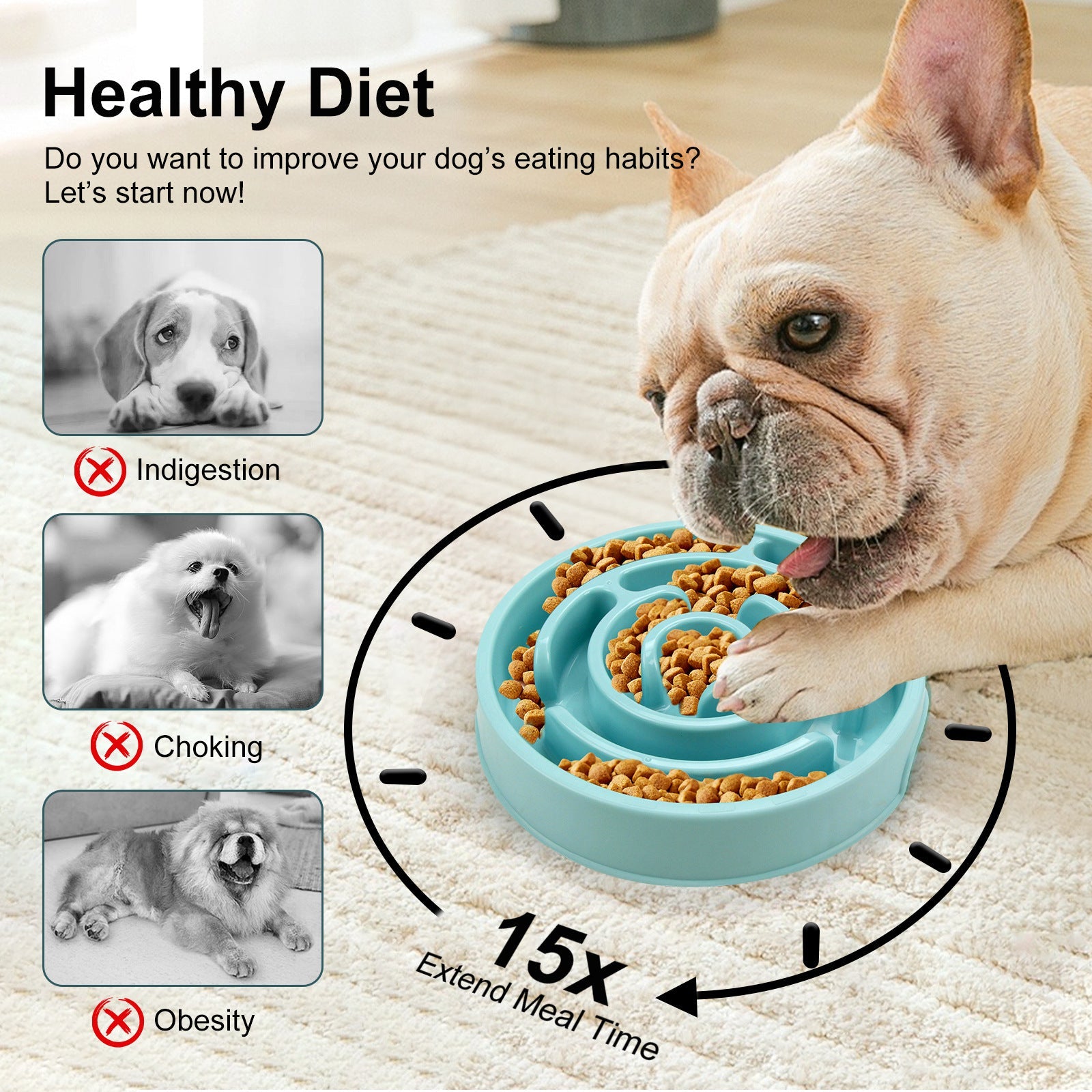 Slow Feeder Dog Bowls Silicone Dog Puzzle Feeder Bowl For Healthy Eating Puppy Slow Feeder Bowl Anti-Choking Dog Slow Feeder Bowls - Majestic Pet Kingdom