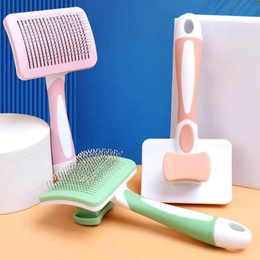 One-Click Self-Cleaning Slicker Grooming Brush
