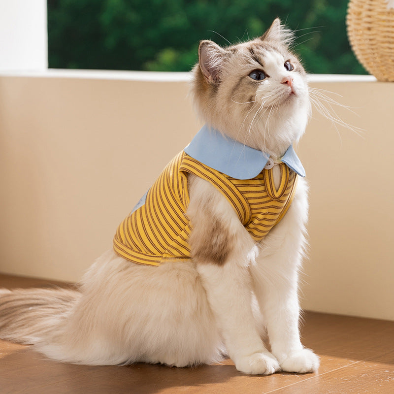 Breathable Thin-Style Striped Tank Top For Cats - Majestic Pet Kingdom