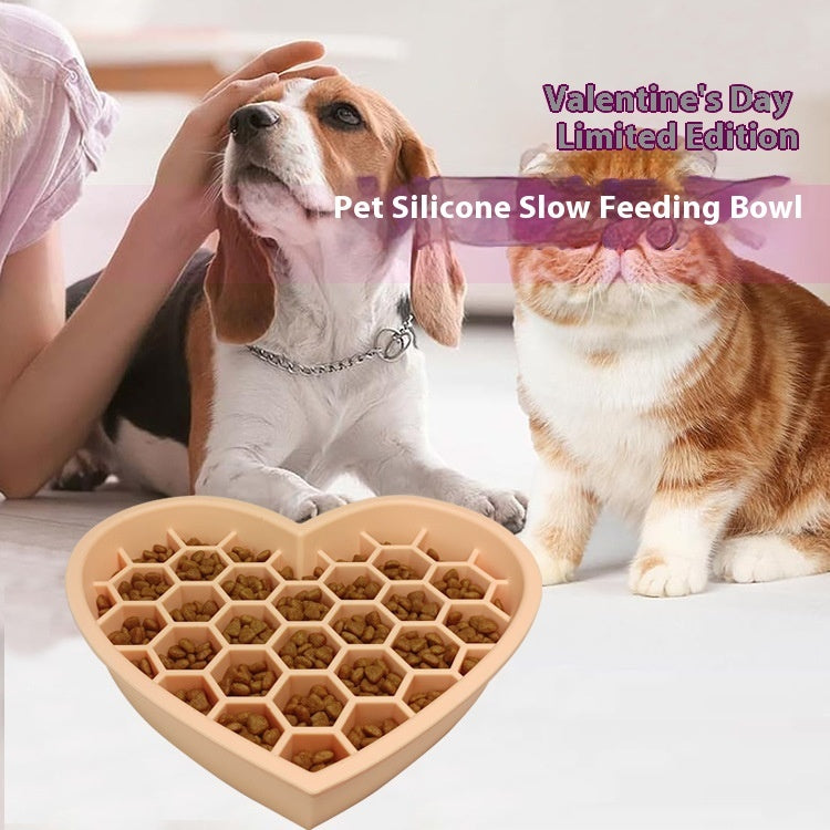 Honeycomb Heart-shaped Edible Silicon Easy To Clean And Durable Dog Bowl - Majestic Pet Kingdom