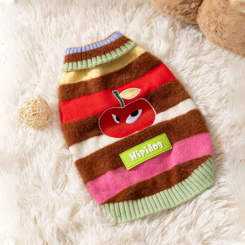 Pet Clothing, Corgi Special Rainbow Apple Striped Autumn And Winter Warm Medium-sized Dog Pullover Sweater, Dog Clothing - Majestic Pet Kingdom