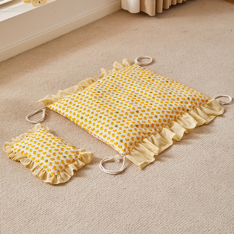 All-Season Wooden Dog Bed & Summer Cushion