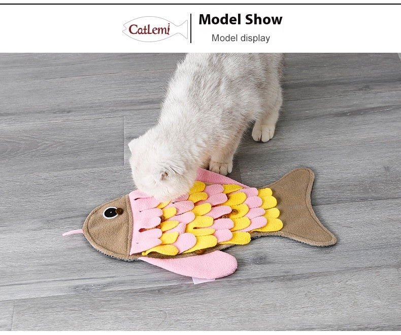 Fish-shaped Smell Blanket Training Cat Toy Food Bowl Toy - Majestic Pet Kingdom